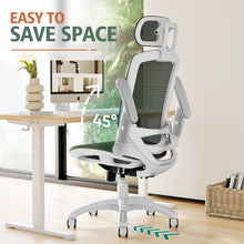将图片加载到图库查看器,GABRYLLY Office Chair with Flip-up Arms, Olive Green Mesh Chair with White Backrest Frame(GY01WOG)